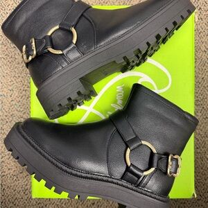 Sam Edelman Lucianna Marie Black Boots with Gold Accents
